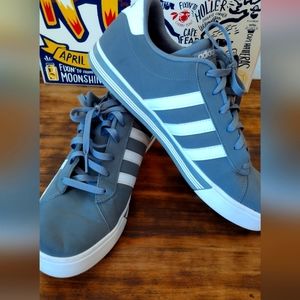 Adidas grey and white suede shoes